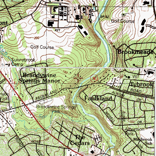 Topographic Map of Brandywine Springs Manor, DE