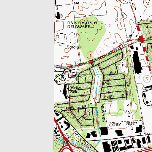 Topographic Map of Robscott Manor, DE