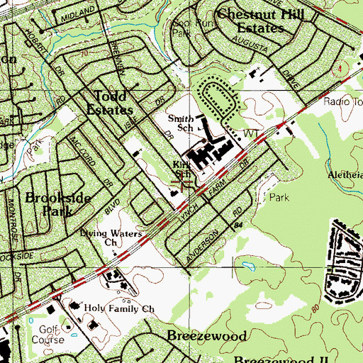Topographic Map of Todd Estates, DE
