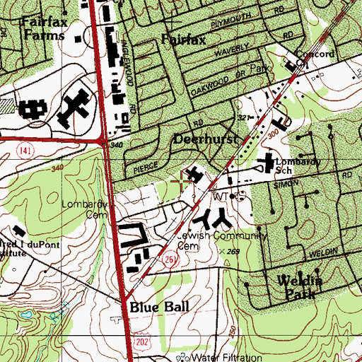 Topographic Map of Deerhurst, DE