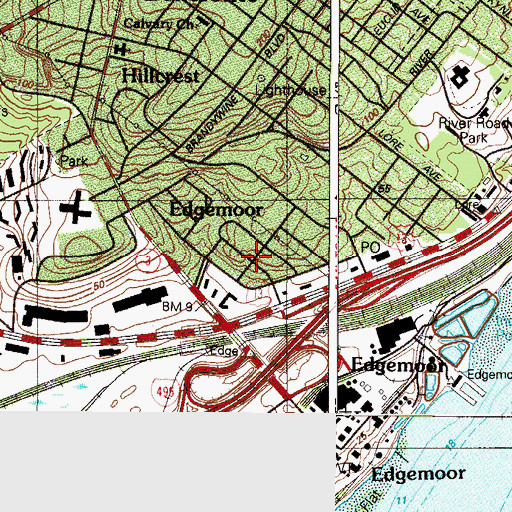 Topographic Map of Edgemoor Terrace, DE