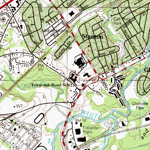 Topographic Map of Stanton Elementary School, DE