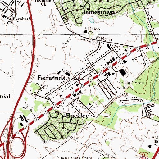 Topographic Map of Fairwinds, DE
