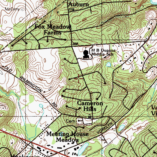 Topographic Map of Quaker Hill, DE