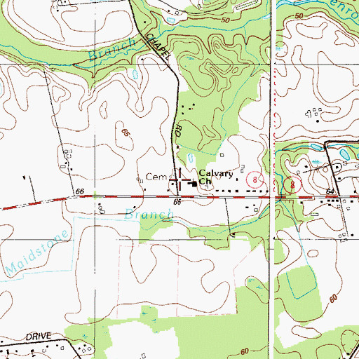 Topographic Map of Calvary Baptist Church, DE