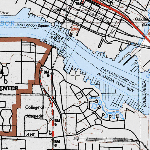 Topographic Map of Alameda Reserve Shipyard, CA