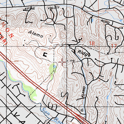 Topographic Map of Alamo Ridge, CA