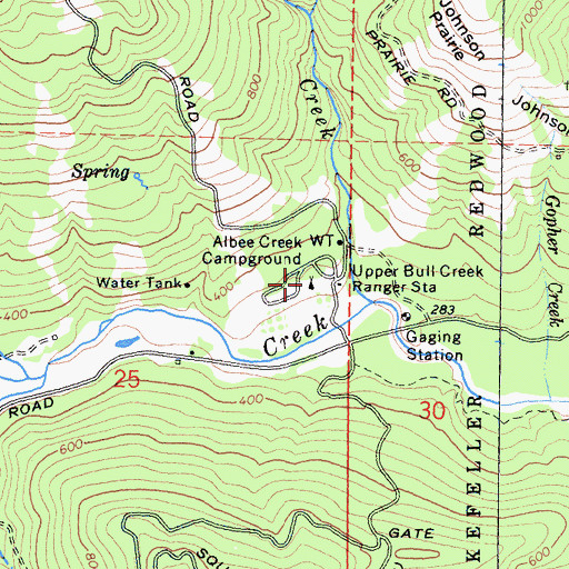 Topographic Map of Albee Creek Campground, CA