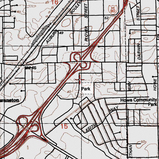 Topographic Map of D W Babcock Elementary School, CA