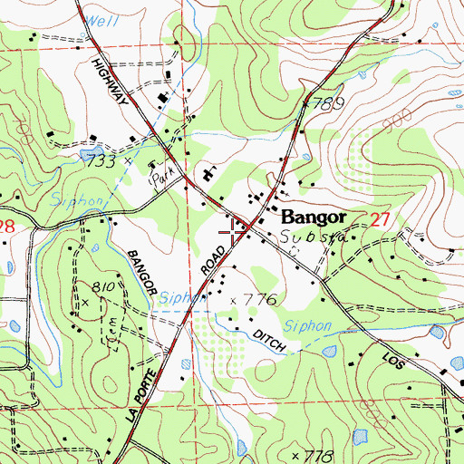 Topographic Map of Bangor, CA