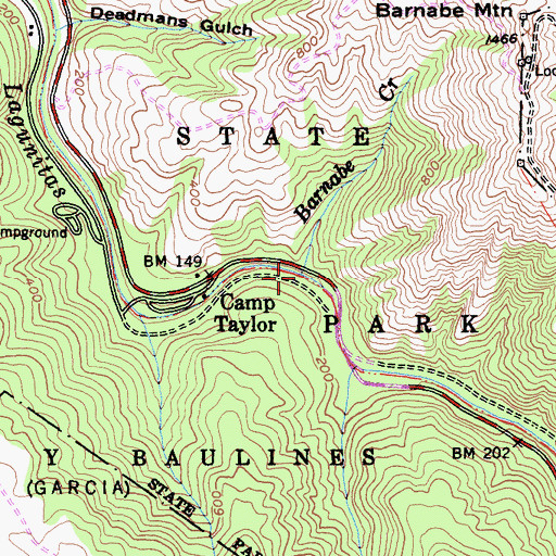 Topographic Map of Barnabe Creek, CA