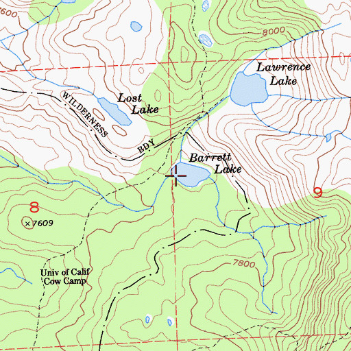 Topographic Map of Barrett Lake, CA