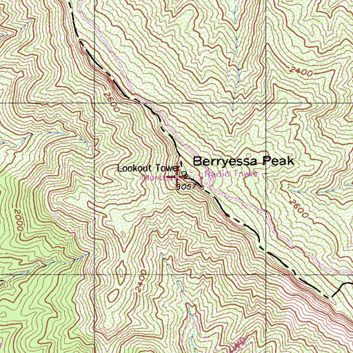 Topographic Map of Berryessa Peak, CA
