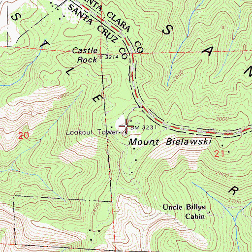 Topographic Map of Mount Bielawski, CA