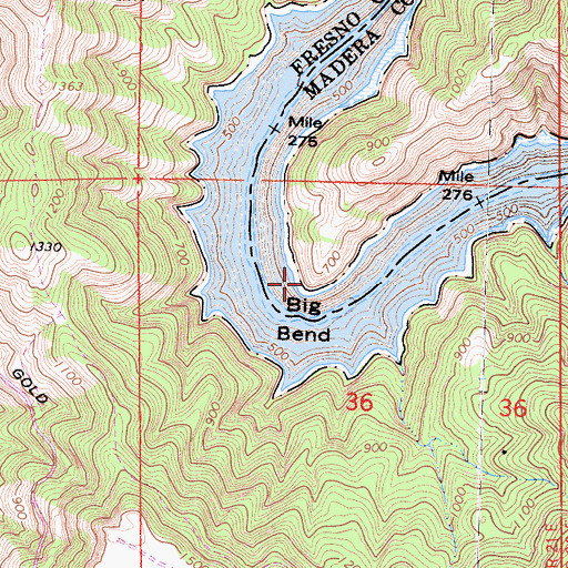 Topographic Map of Big Bend, CA