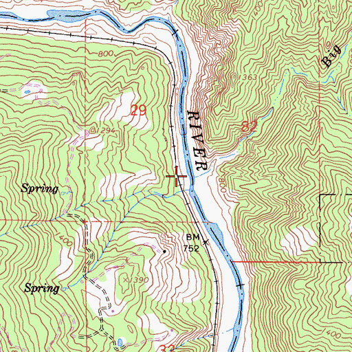Topographic Map of Big Bend Creek, CA