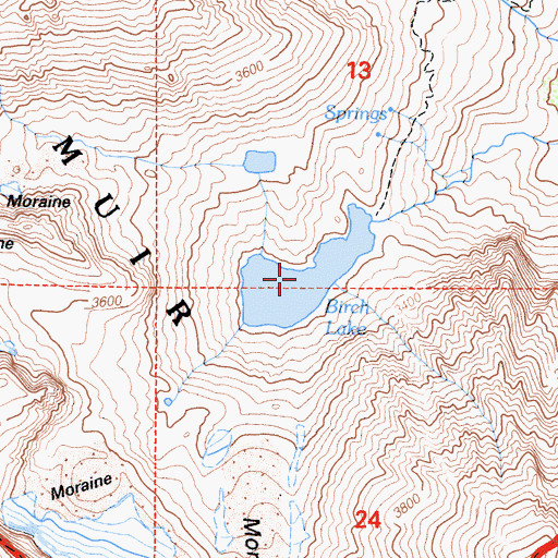 Topographic Map of Birch Lake, CA