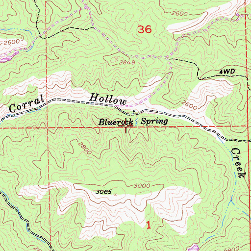 Topographic Map of Bluerock Spring, CA