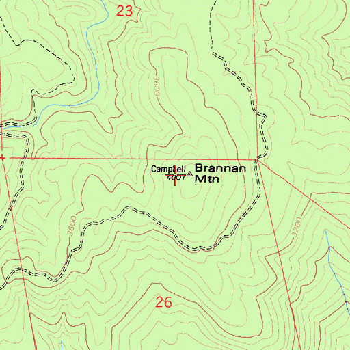 Topographic Map of Brannan Mountain, CA