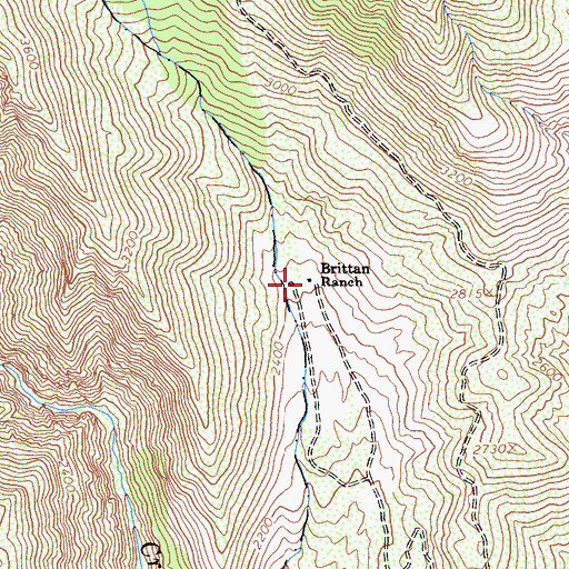 Topographic Map of Brittan Ranch, CA