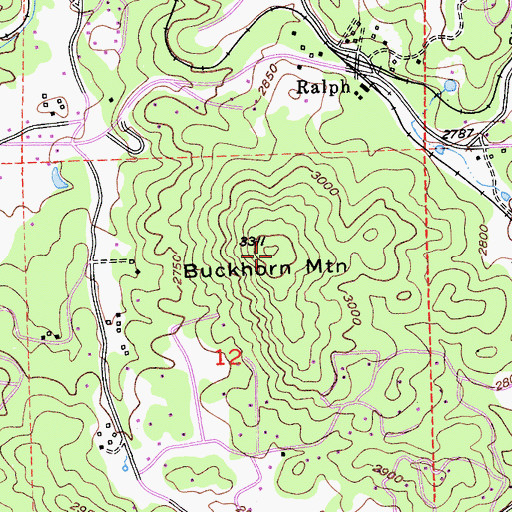 Topographic Map of Buckhorn Mountain, CA