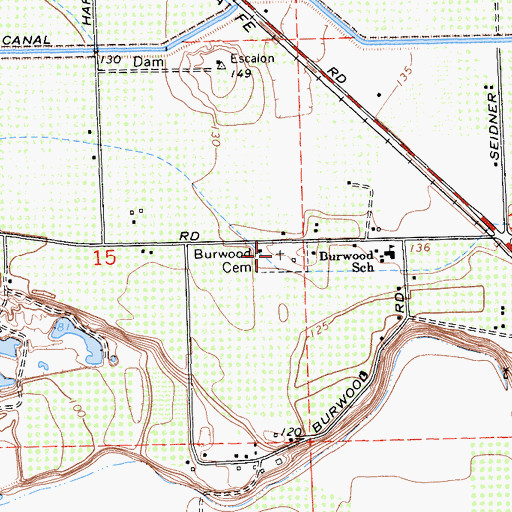 Topographic Map of Burwood Cemetery, CA