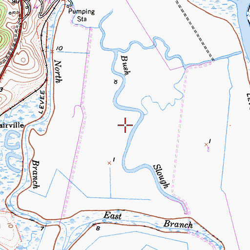 Topographic Map of Bush Slough, CA