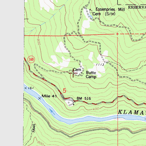 Topographic Map of Butte Camp, CA