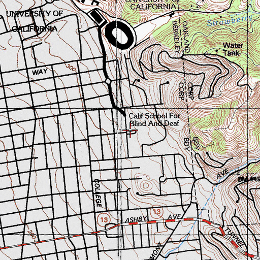 Topographic Map of California School for Blind and Deaf, CA