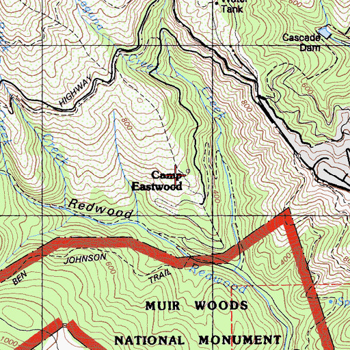 Topographic Map of Camp Eastwood, CA
