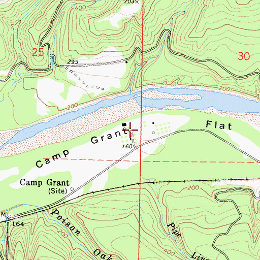Topographic Map of Camp Grant Flat, CA