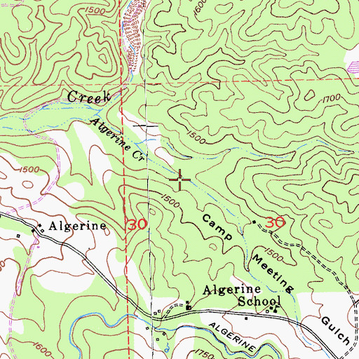 Topographic Map of Camp Meeting Gulch, CA