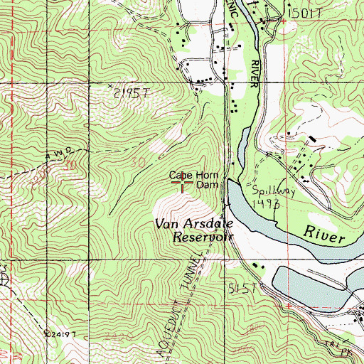 Topographic Map of Cape Horn Dam, CA