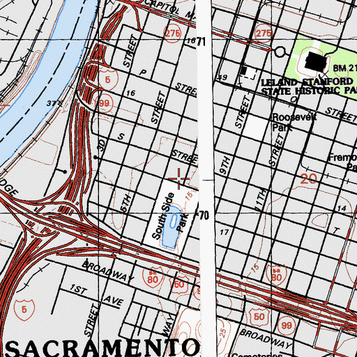 Topographic Map of Cathedral School (historical), CA