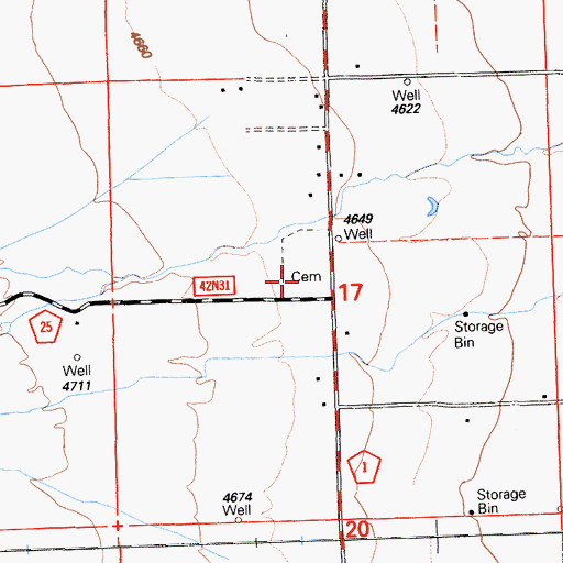 Topographic Map of Cedarville Cemetery, CA