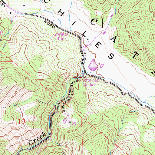 Topographic Map of Chiles Grist Mill, CA