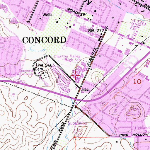 Topographic Map of Clayton Valley Charter High School, CA