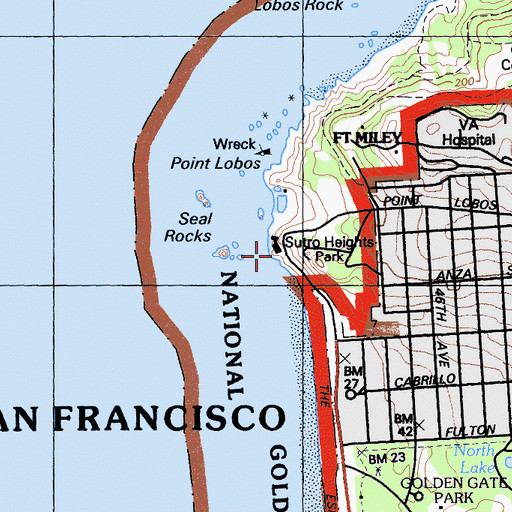 Topographic Map of Cliff House, CA