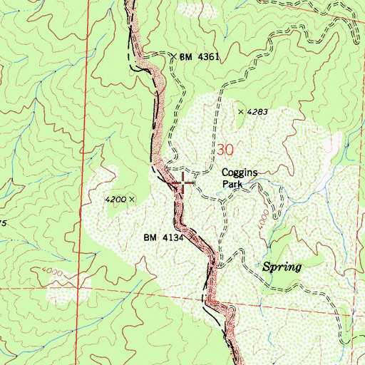 Topographic Map of Coggins Park, CA