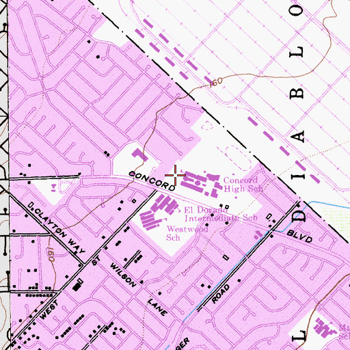 Topographic Map of Concord High School, CA