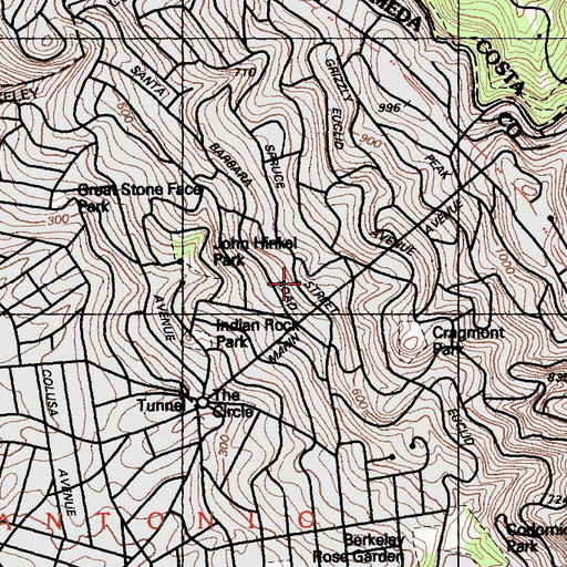 Topographic Map of Cragmont Elementary School, CA