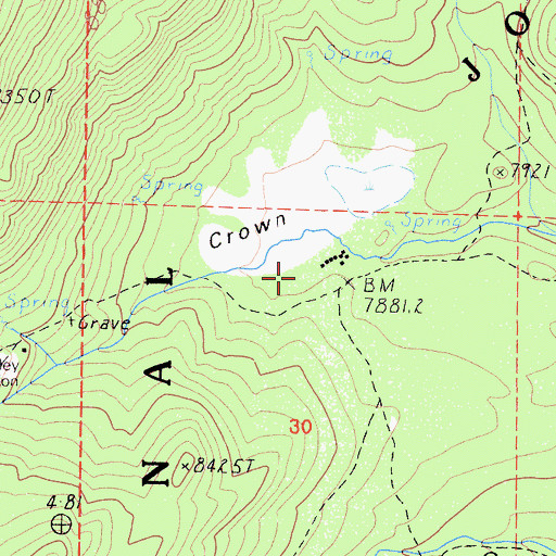 Topographic Map of Crown Valley, CA