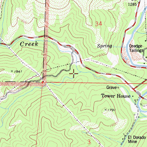 Topographic Map of Crystal Creek, CA