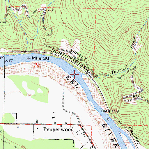 Topographic Map of Darnell Creek, CA