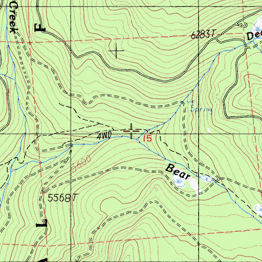 Topographic Map of Deadfall Creek, CA