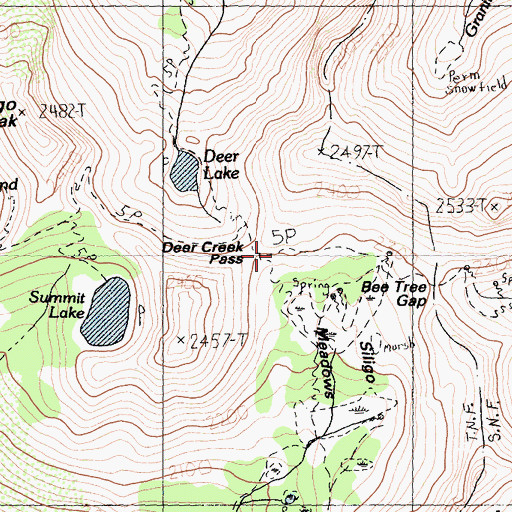 Topographic Map of Deer Creek Pass, CA