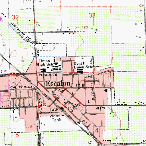 Topographic Map of Dent Elementary School, CA