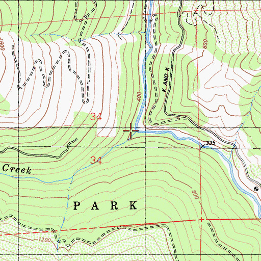 Topographic Map of Devils Creek, CA