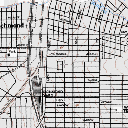 Topographic Map of Edward M Downer Elementary School, CA