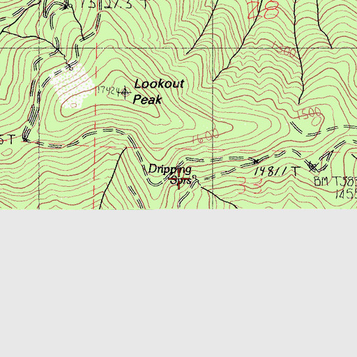 Topographic Map of Dripping Springs, CA
